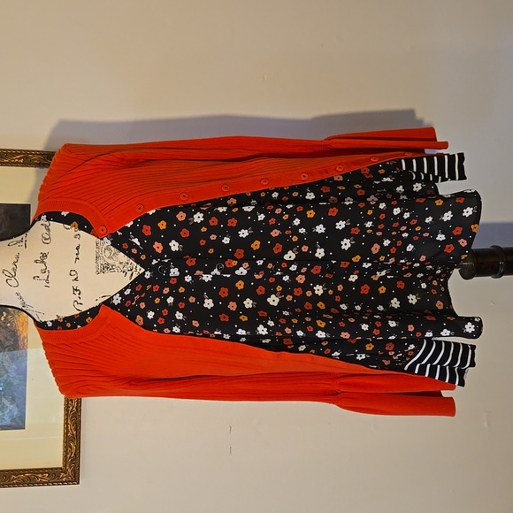 CAbi Black Blouse with Red and White Floral Print - Picture 7 of 9